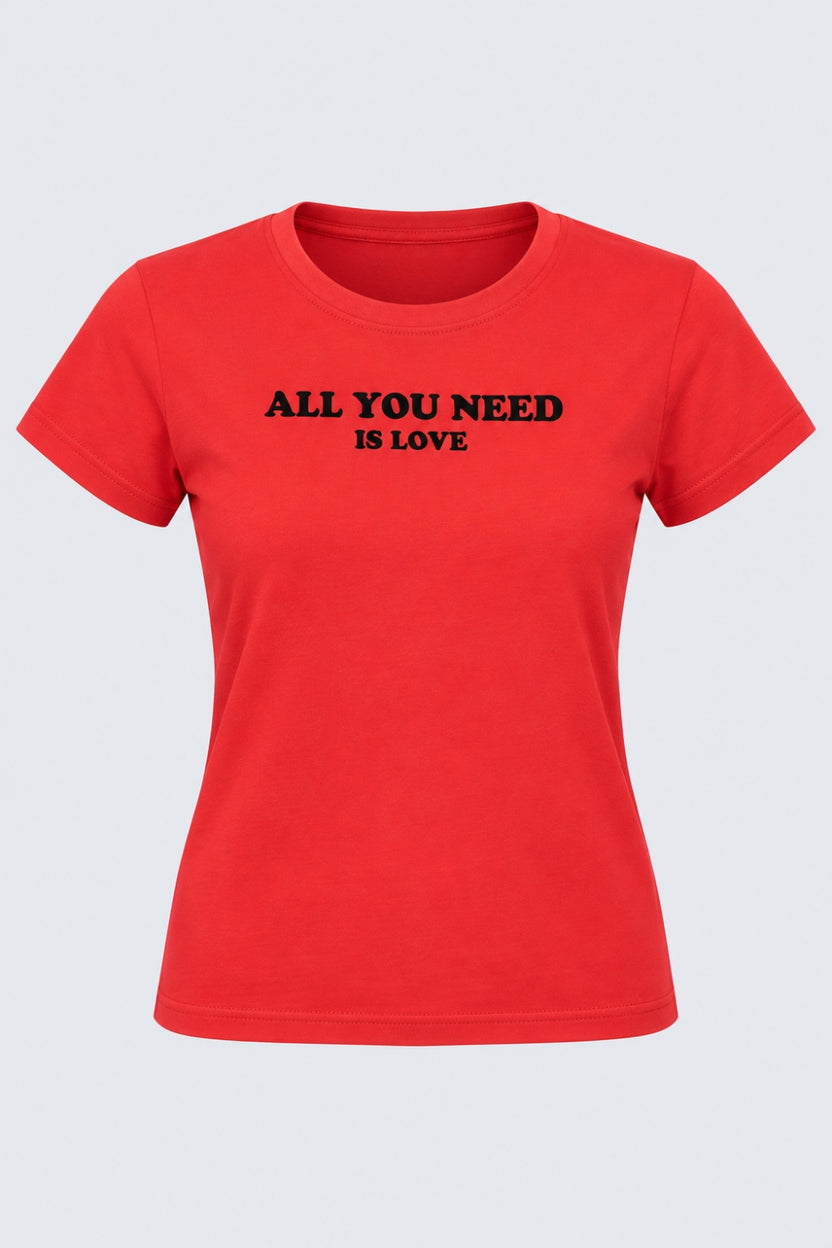Womens Red Graphic Slogan Print T-Shirt - Image 7
