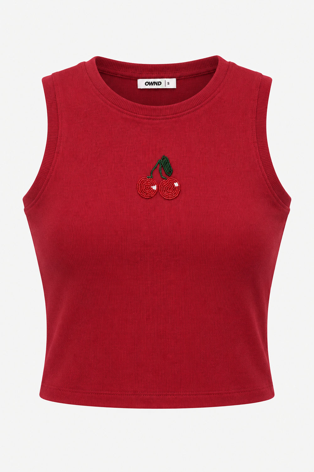 Womens Maroon Cherry Embroidered Tank Top - Image 7