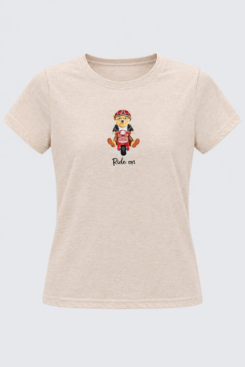 Womens Cream Ride On Graphic Print T-Shirt - Image 7
