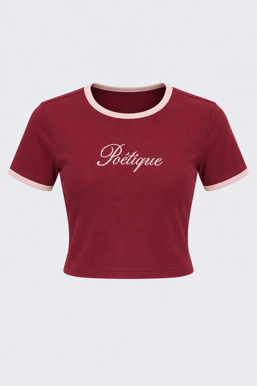 Womens Maroon Cotton Blend Graphic Print T Shirt - Image 7