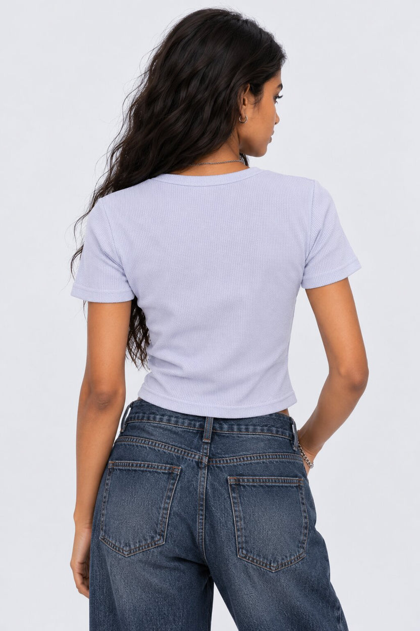 Womens Blue Star Girl Graphic Crop Top - Image 5