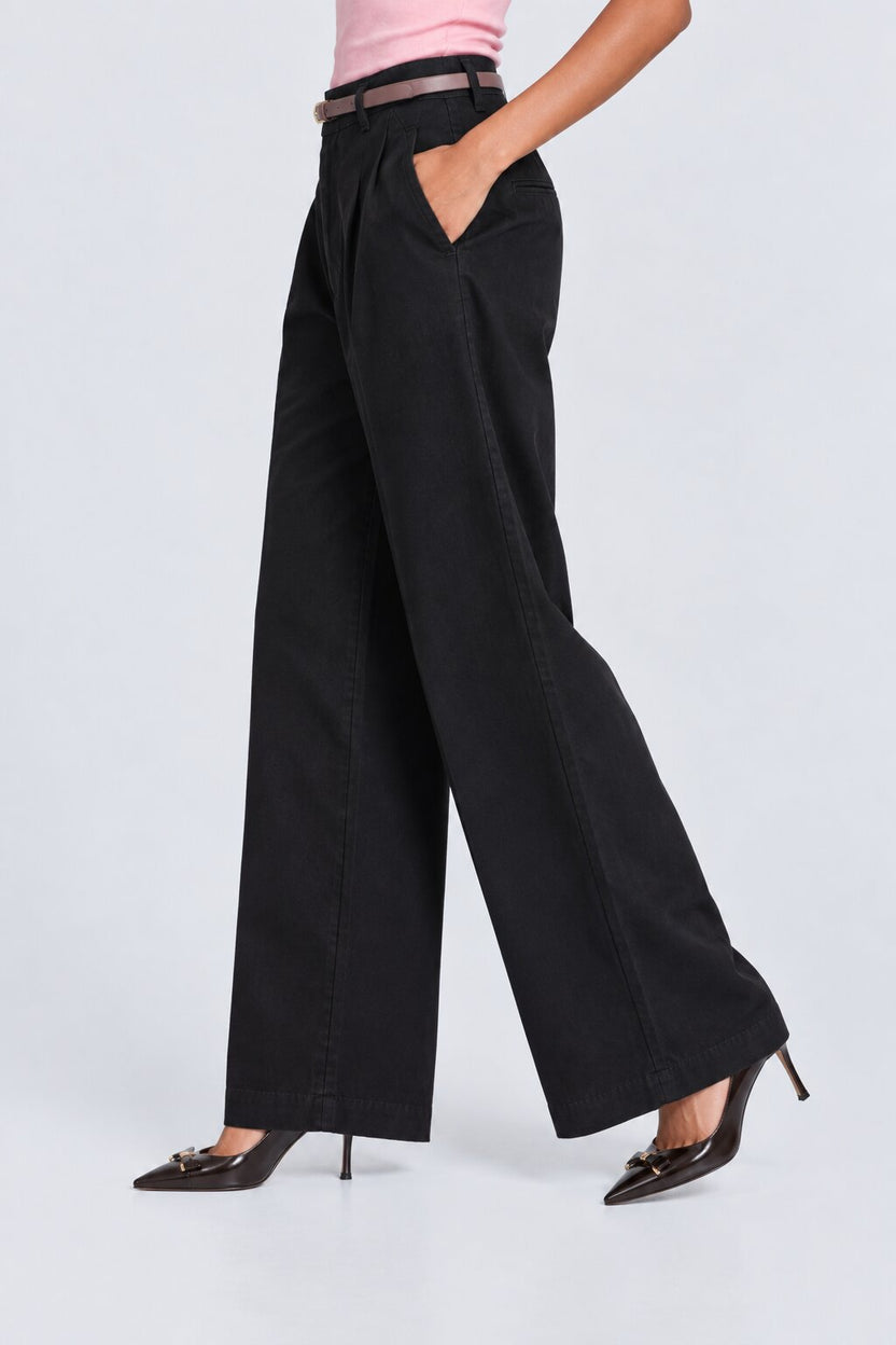 Womens Regular Fit Black Cotton Belted Trouser - Image 4