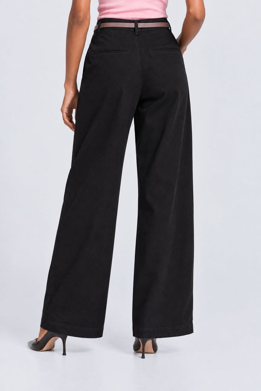 Womens Regular Fit Black Cotton Belted Trouser - Image 5