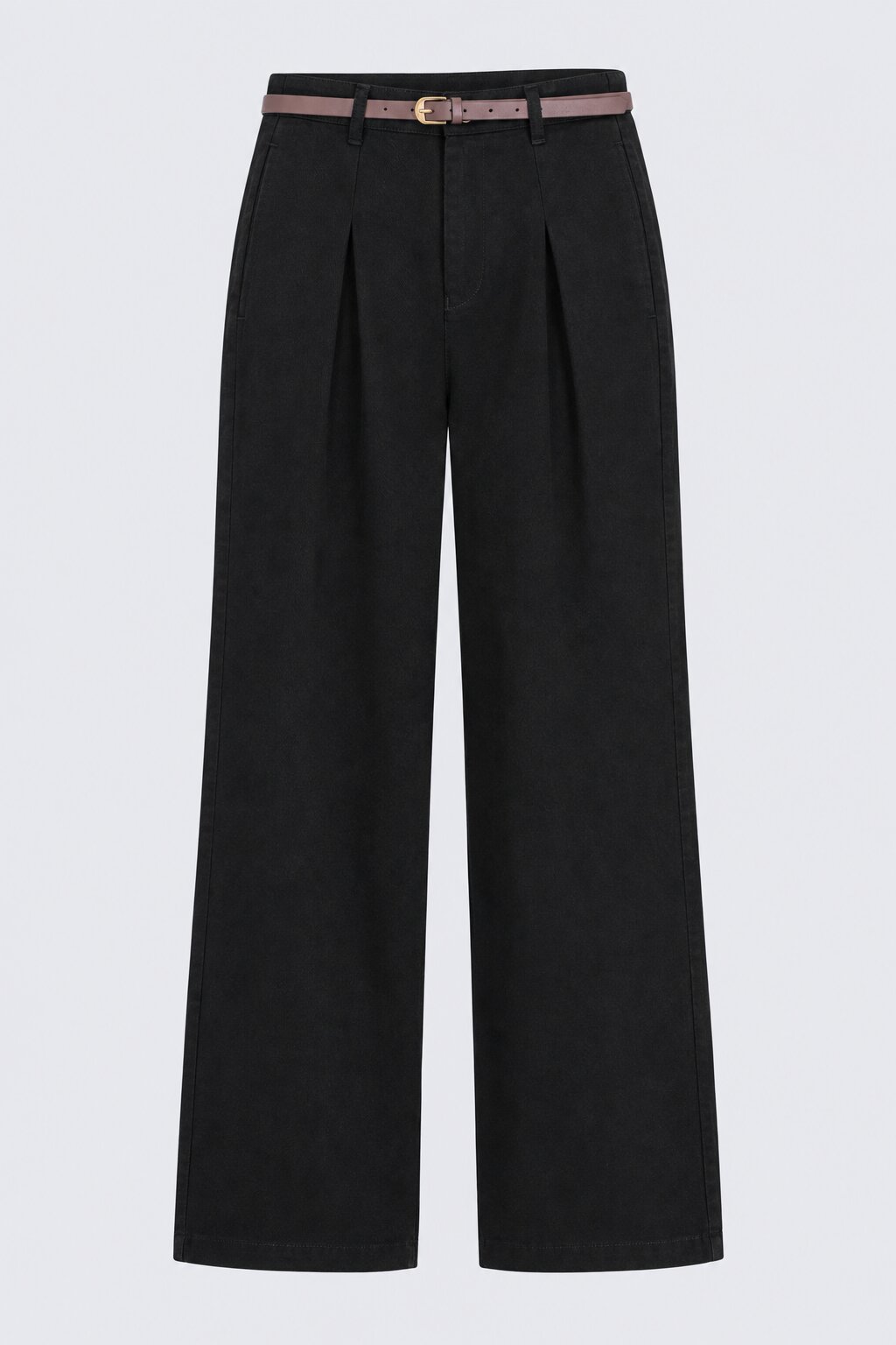 Womens Regular Fit Black Cotton Belted Trouser - Image 7