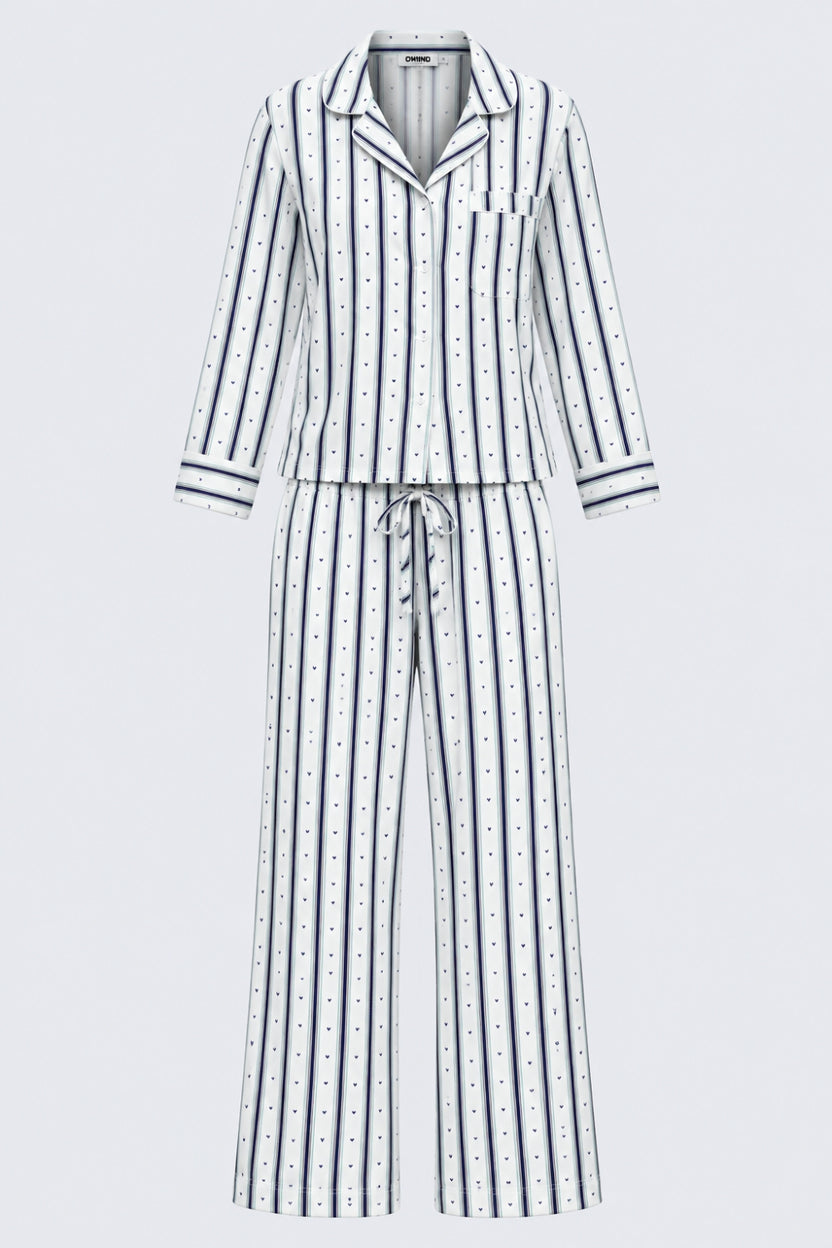 Womens Relaxed Fit Green Striped Night Suit - Image 7