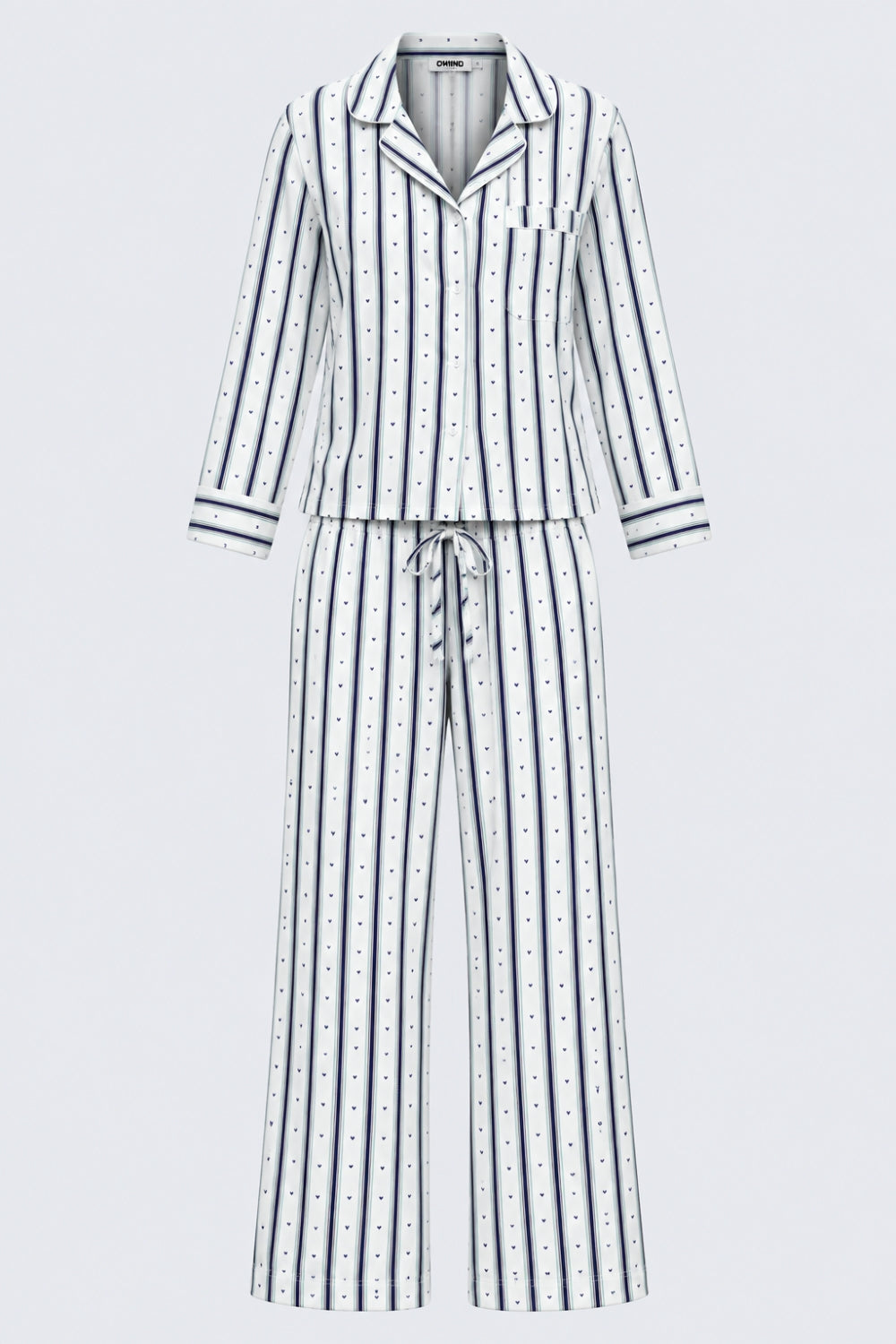 Womens Relaxed Fit Green Striped Night Suit - Image 7