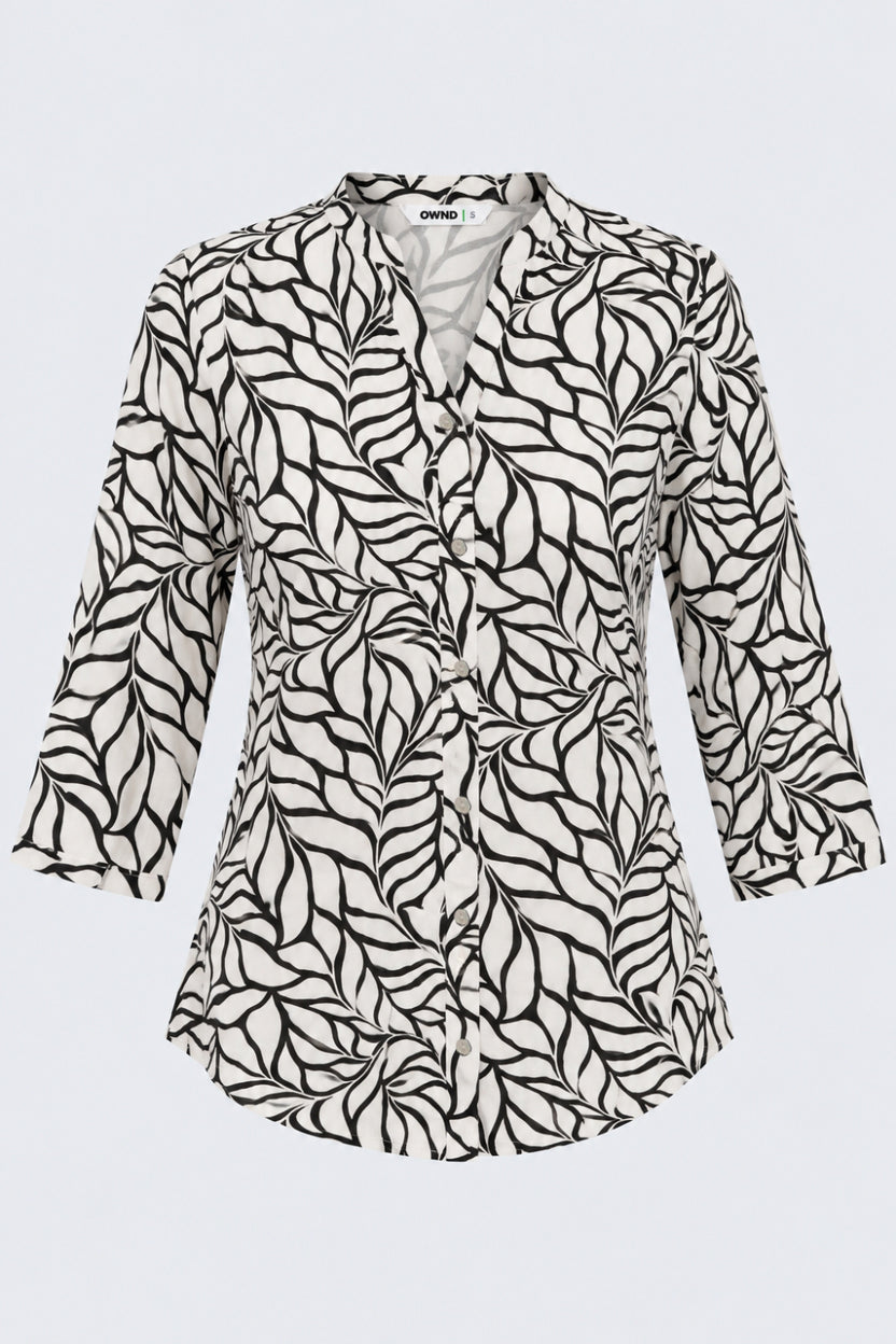 Womens Regular Fit Black Leaf Print Tunic - Image 7