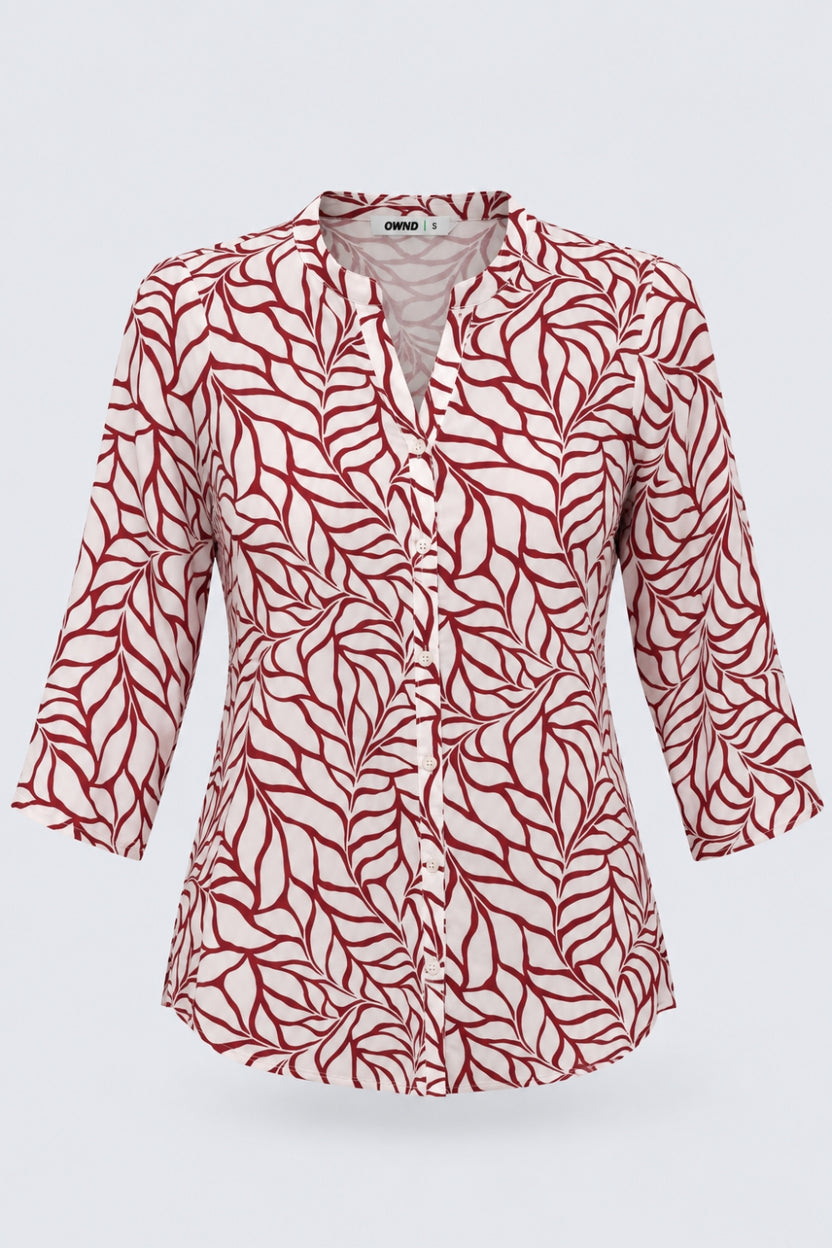 Womens Regular Fit Red Leaf Print Tunic - Image 7