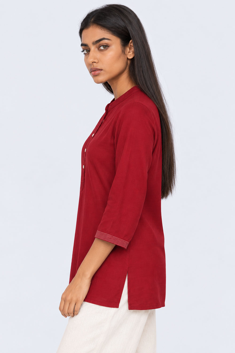 Womens Red Everyday Essentials Regular Fit Ethnic Top - Image 4