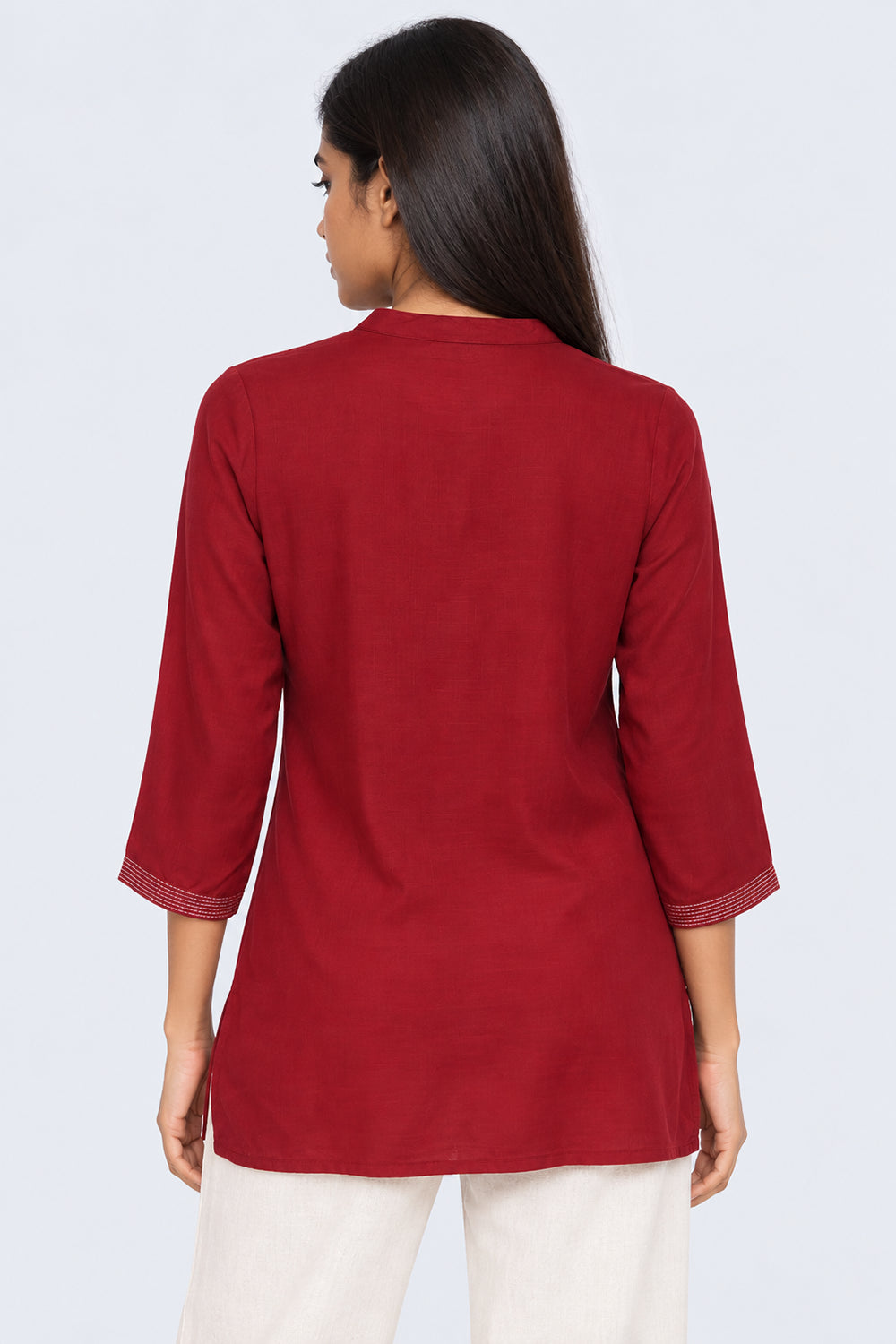 Womens Red Everyday Essentials Regular Fit Ethnic Top - Image 5