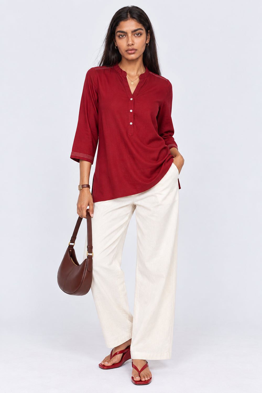 Womens Red Everyday Essentials Regular Fit Ethnic Top - Image 6