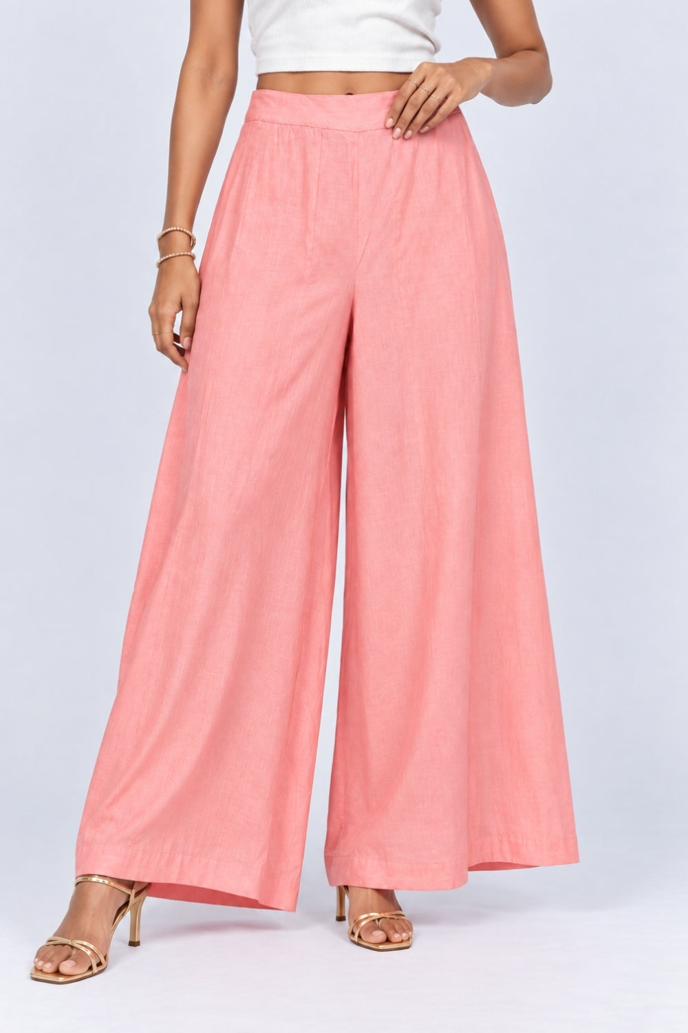 Womens Pink Ruffle Detail Kurta, Palazzo and Dupatta Set - Image 4
