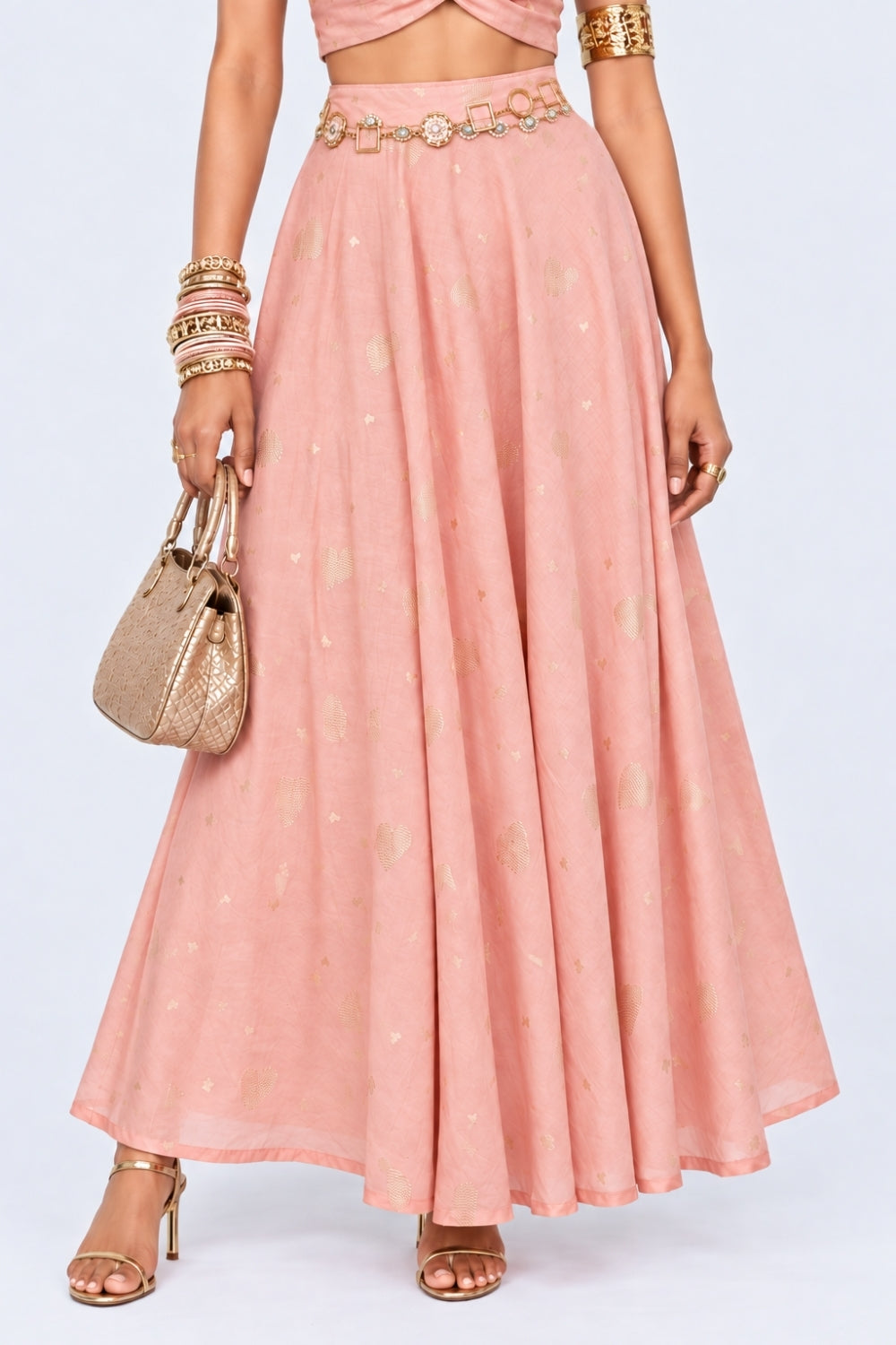 Womens Flared Fit Pink Mid Rise Skirt - Image 1