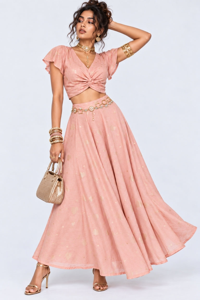 Womens Flared Fit Pink Mid Rise Skirt - Image 6