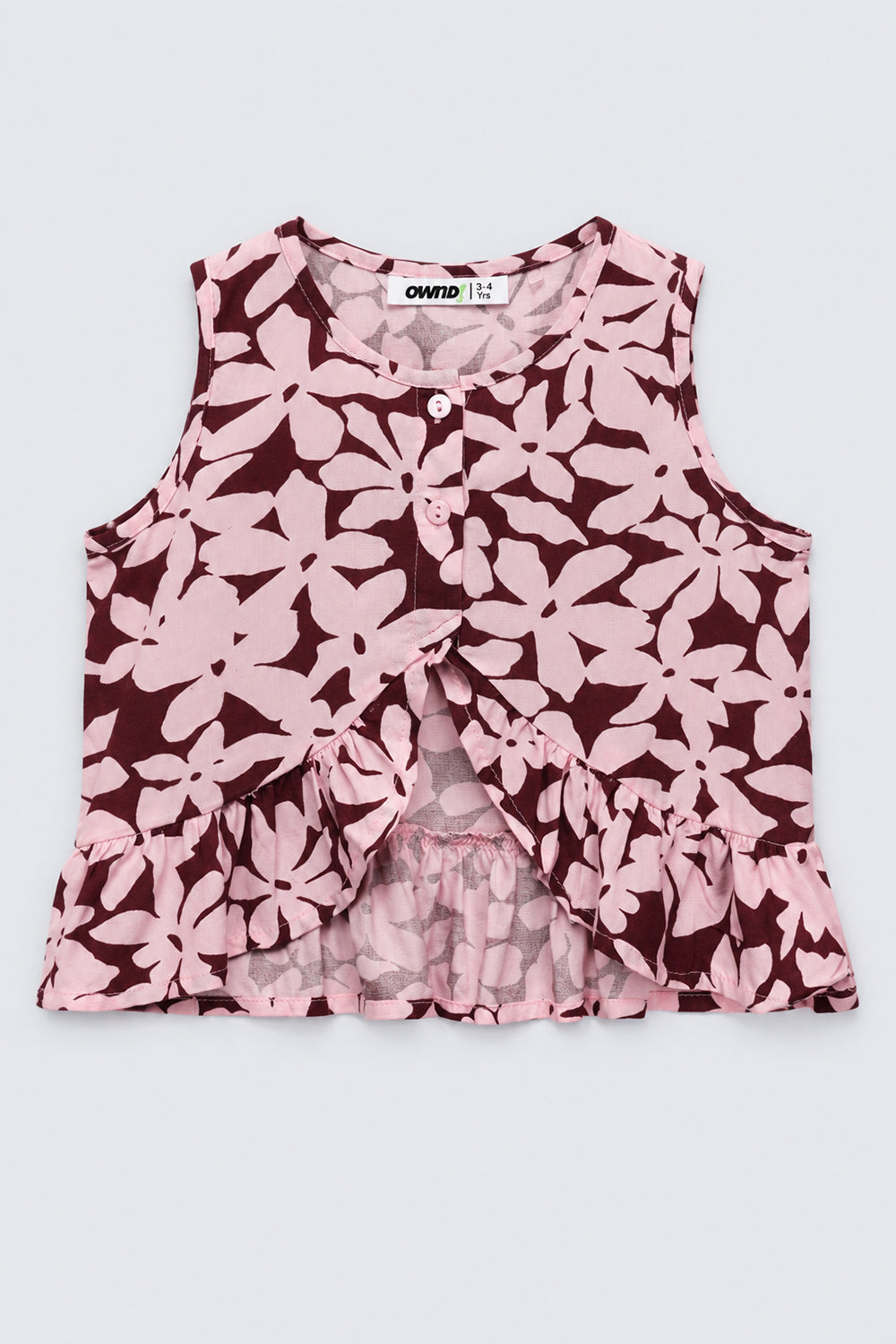 Girls Pink Floral Regular Fit Co-Ord Set - Image 2