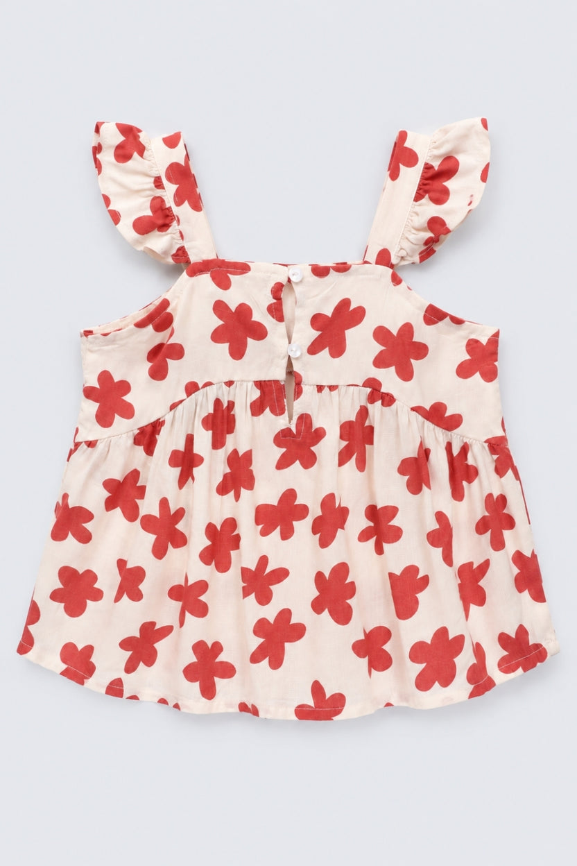 Girls Rust Floral Regular Fit Co-Ord Set - Image 3