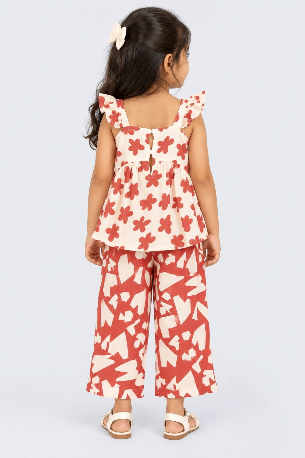Girls Rust Floral Regular Fit Co-Ord Set - Image 4