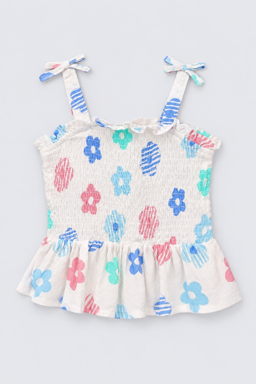 Girls Light Blue Floral Regular Fit Co-Ord Set - Image 2