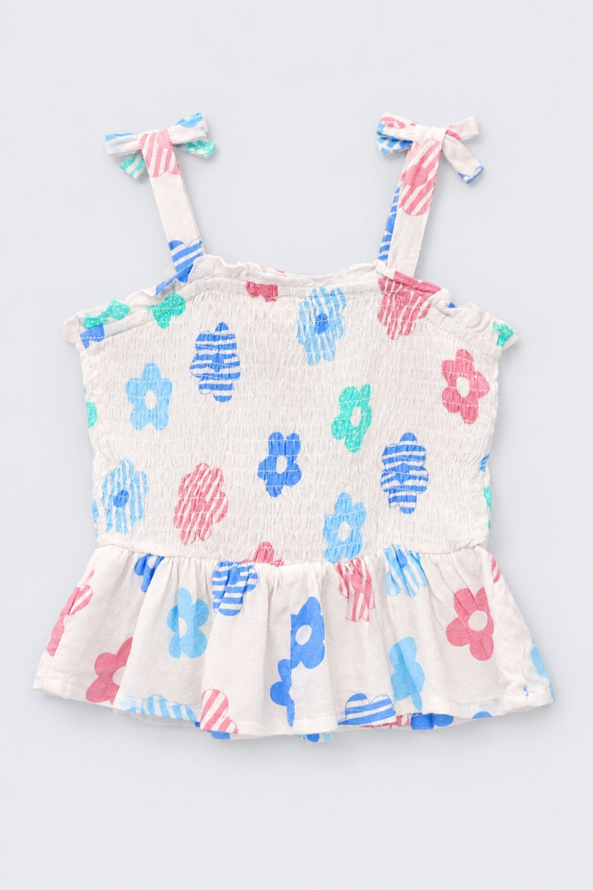 Girls Light Blue Floral Regular Fit Co-Ord Set - Image 3