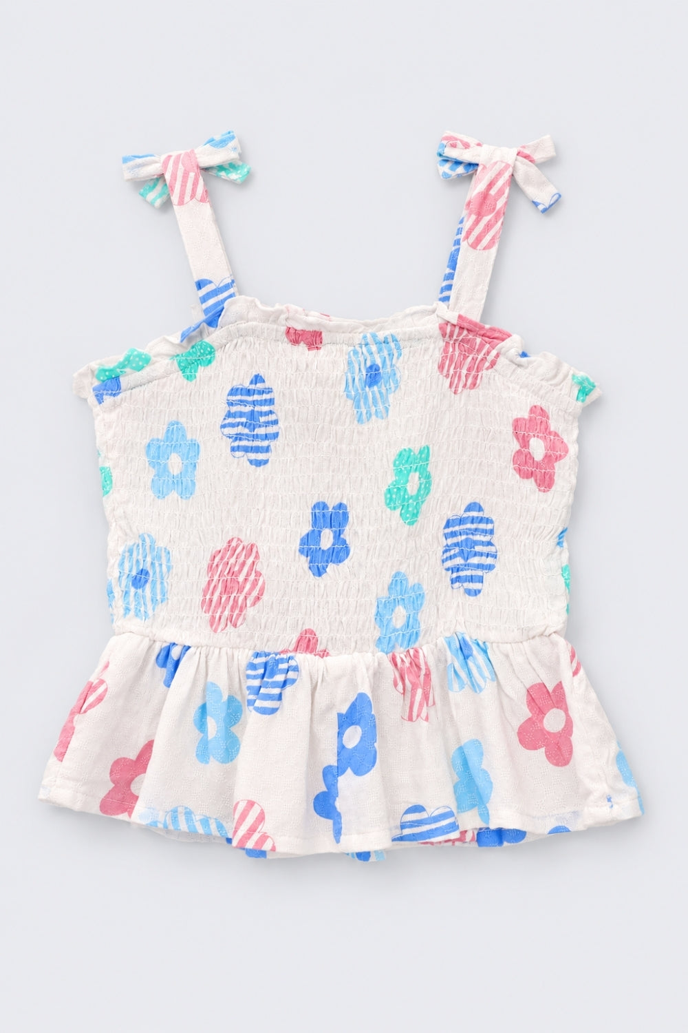 Girls Light Blue Floral Regular Fit Co-Ord Set - Image 3