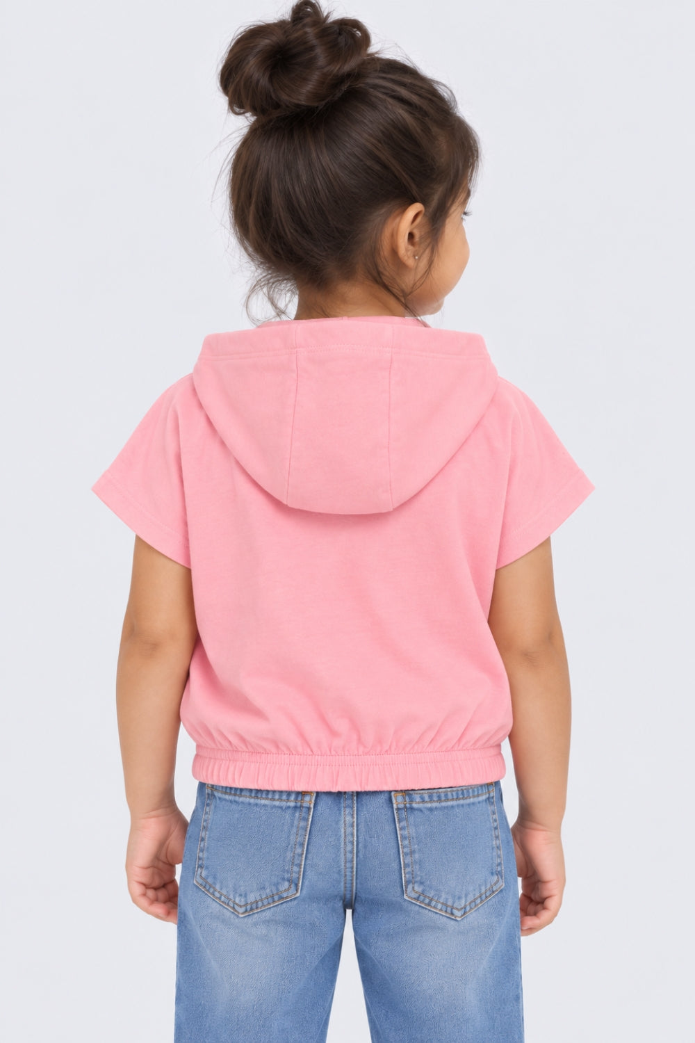 Girls Pink Butterfly Applique Hooded Top - Image 4