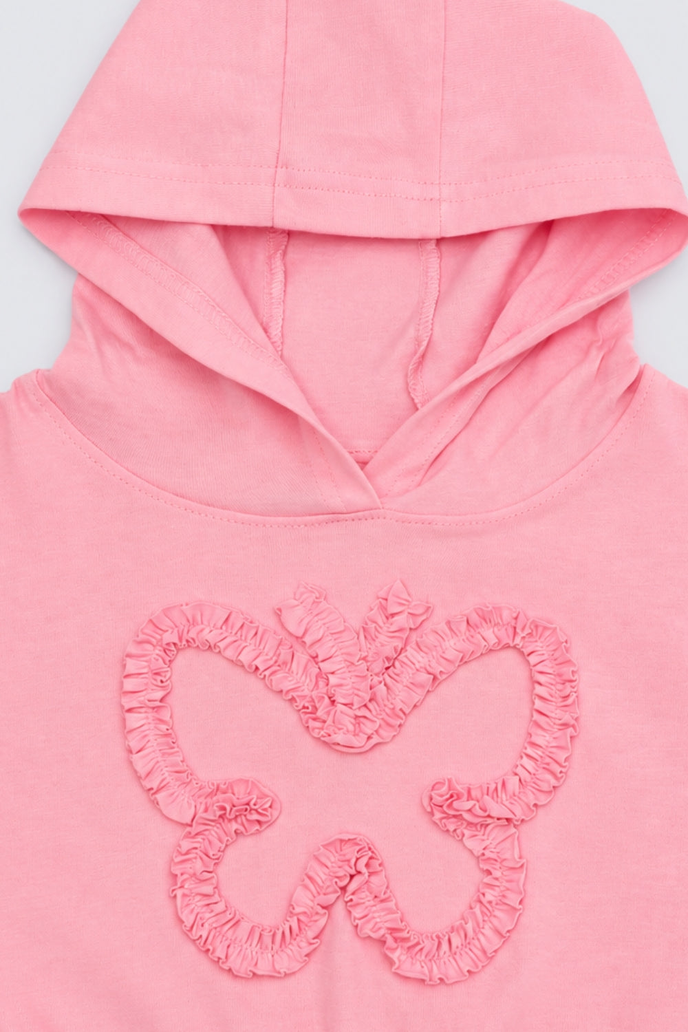 Girls Pink Butterfly Applique Hooded Top - Image 5