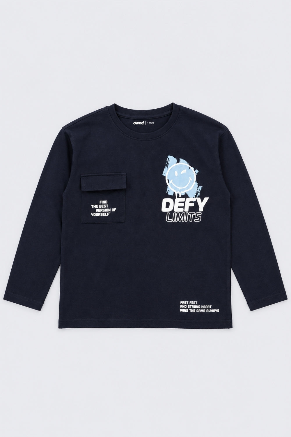Tweens Boys Regular Fit Navy Cotton T-Shirt - Image 2