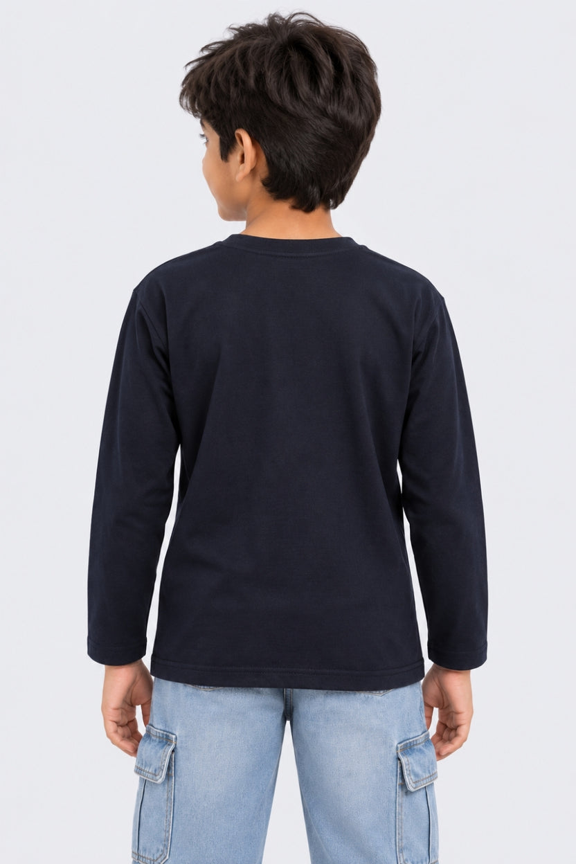 Tweens Boys Regular Fit Navy Cotton T-Shirt - Image 4