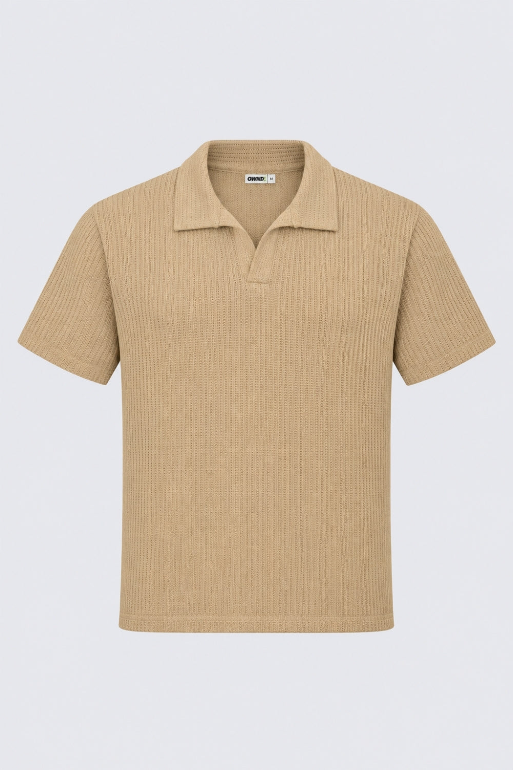 Mens Regular Fit Beige Knit Polo T-Shirt - Image 7