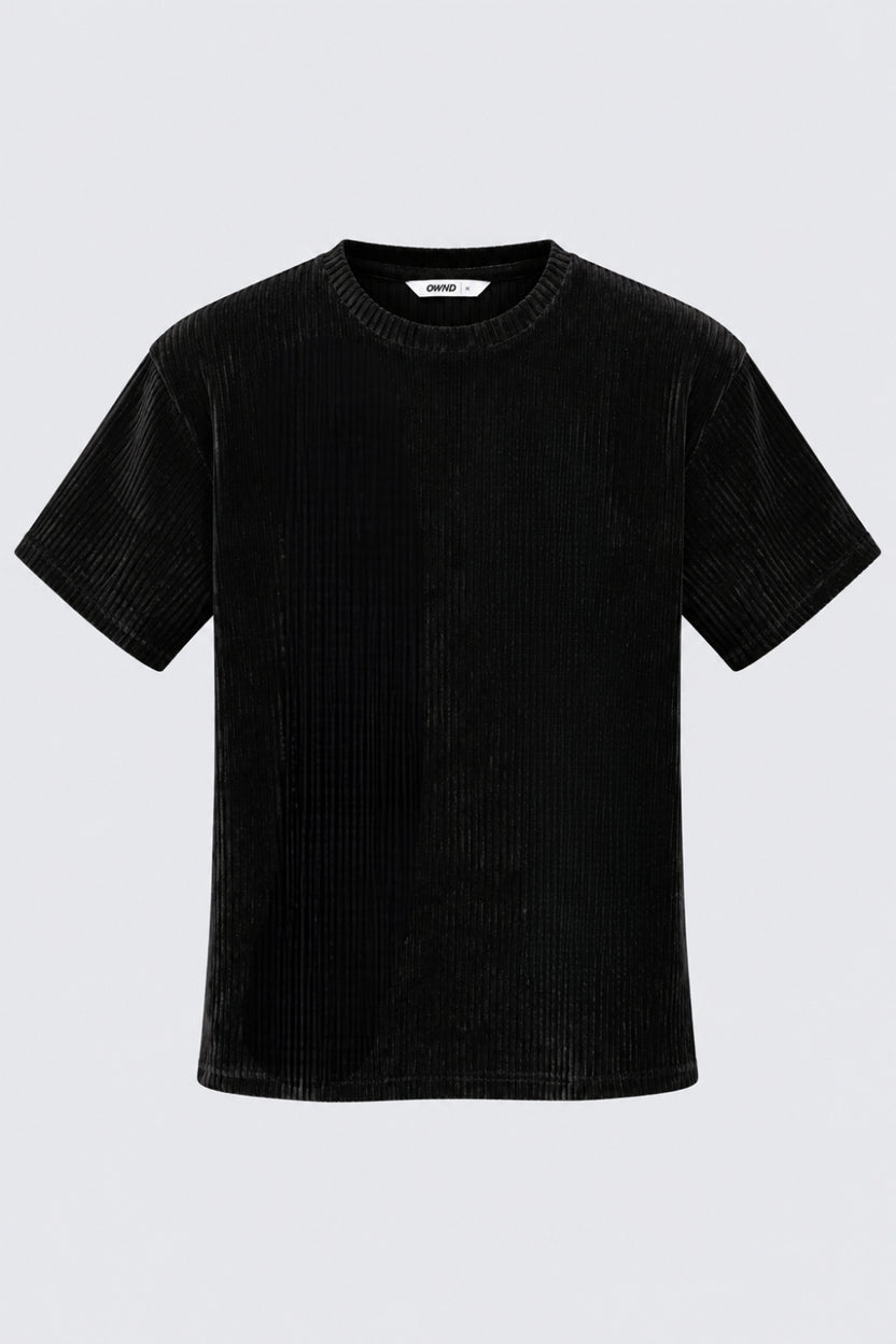Mens Regular Fit Black Textured T-Shirt - Image 7