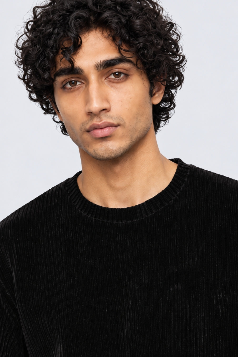 Mens Regular Fit Black Textured T-Shirt - Image 9