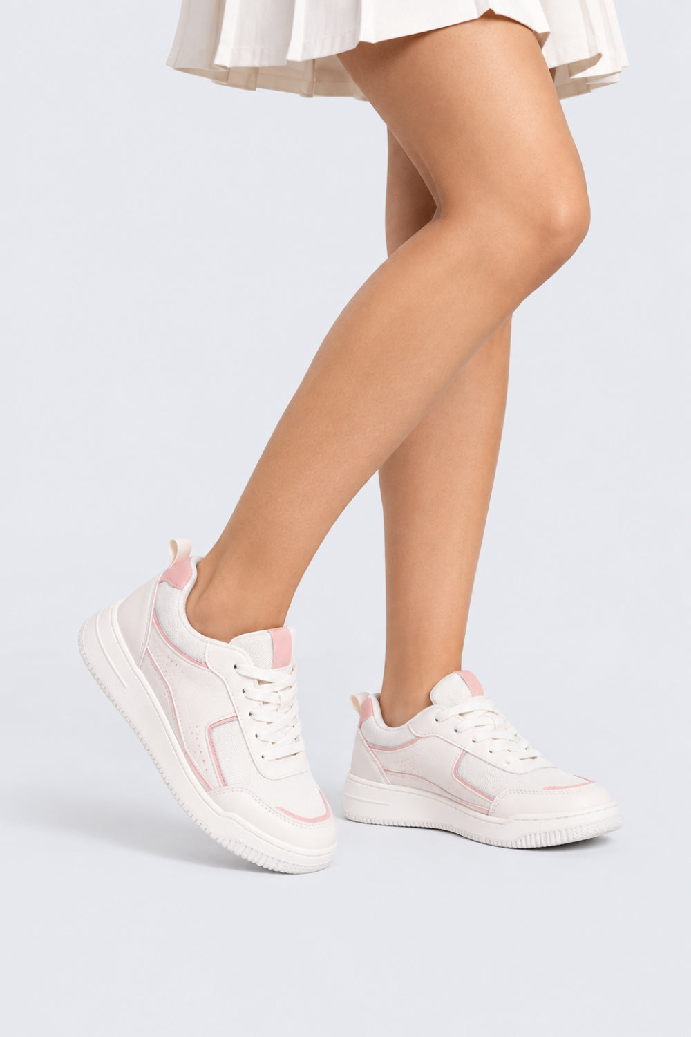 Womens Casual Pink PU Sneakers - Image 1