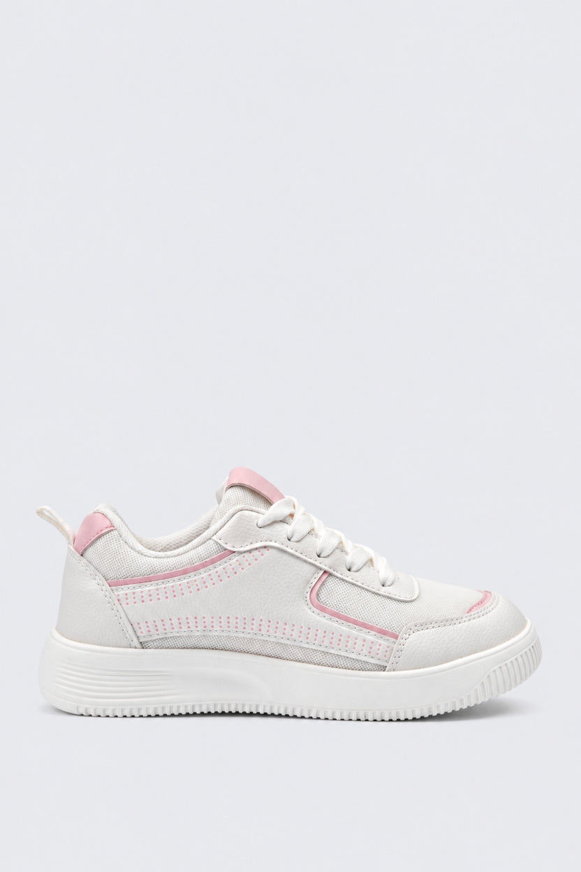 Womens Casual Pink PU Sneakers - Image 2