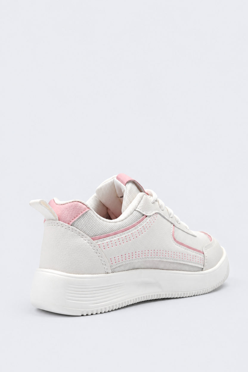 Womens Casual Pink PU Sneakers - Image 3