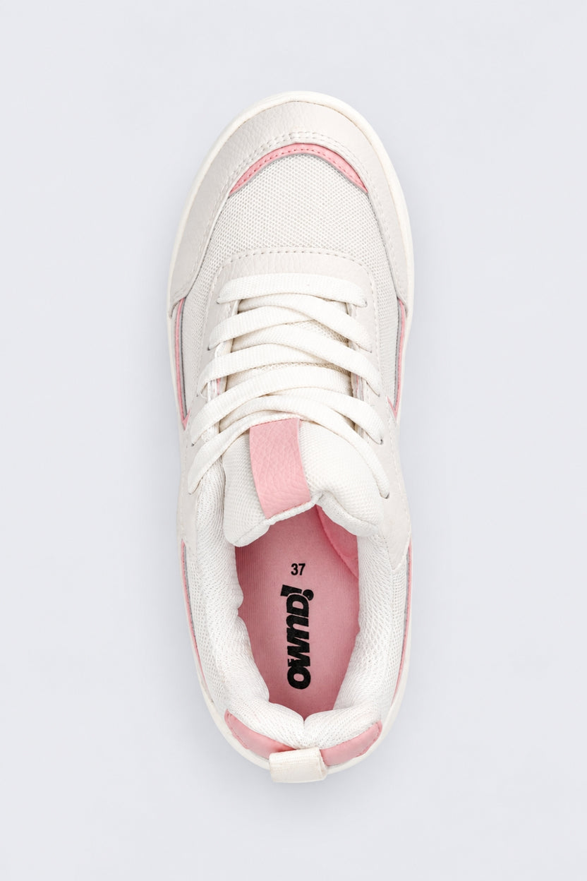 Womens Casual Pink PU Sneakers - Image 4