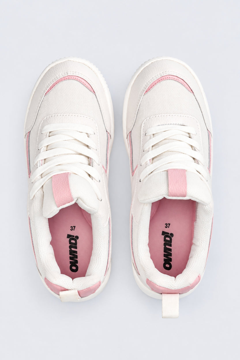 Womens Casual Pink PU Sneakers - Image 5
