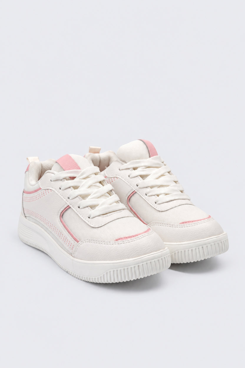 Womens Casual Pink PU Sneakers - Image 7