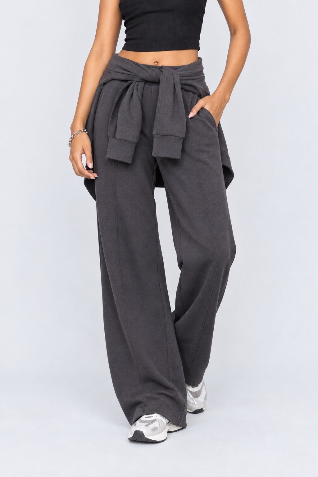 Womens Regular Fit Charcoal Casual Pant With 2 Pocket - Image 1