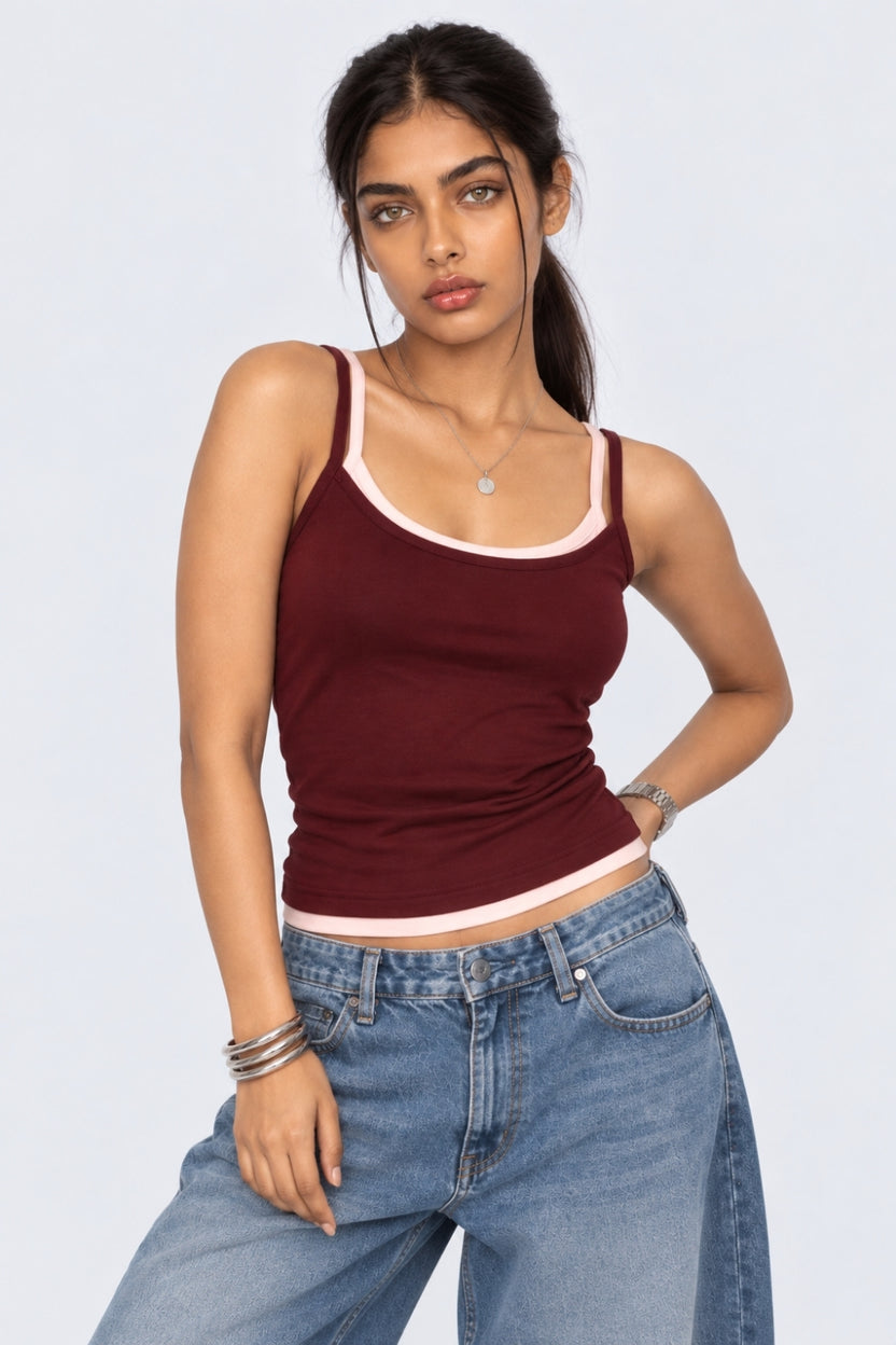 Womens Maroon Cotton Regular Fit T-Shirt - Image 2