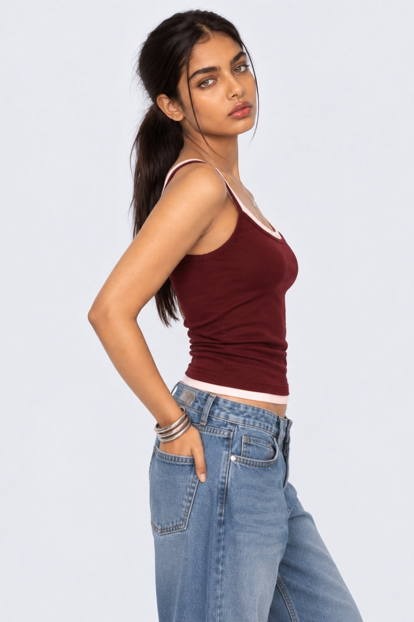 Womens Maroon Cotton Regular Fit T-Shirt - Image 4