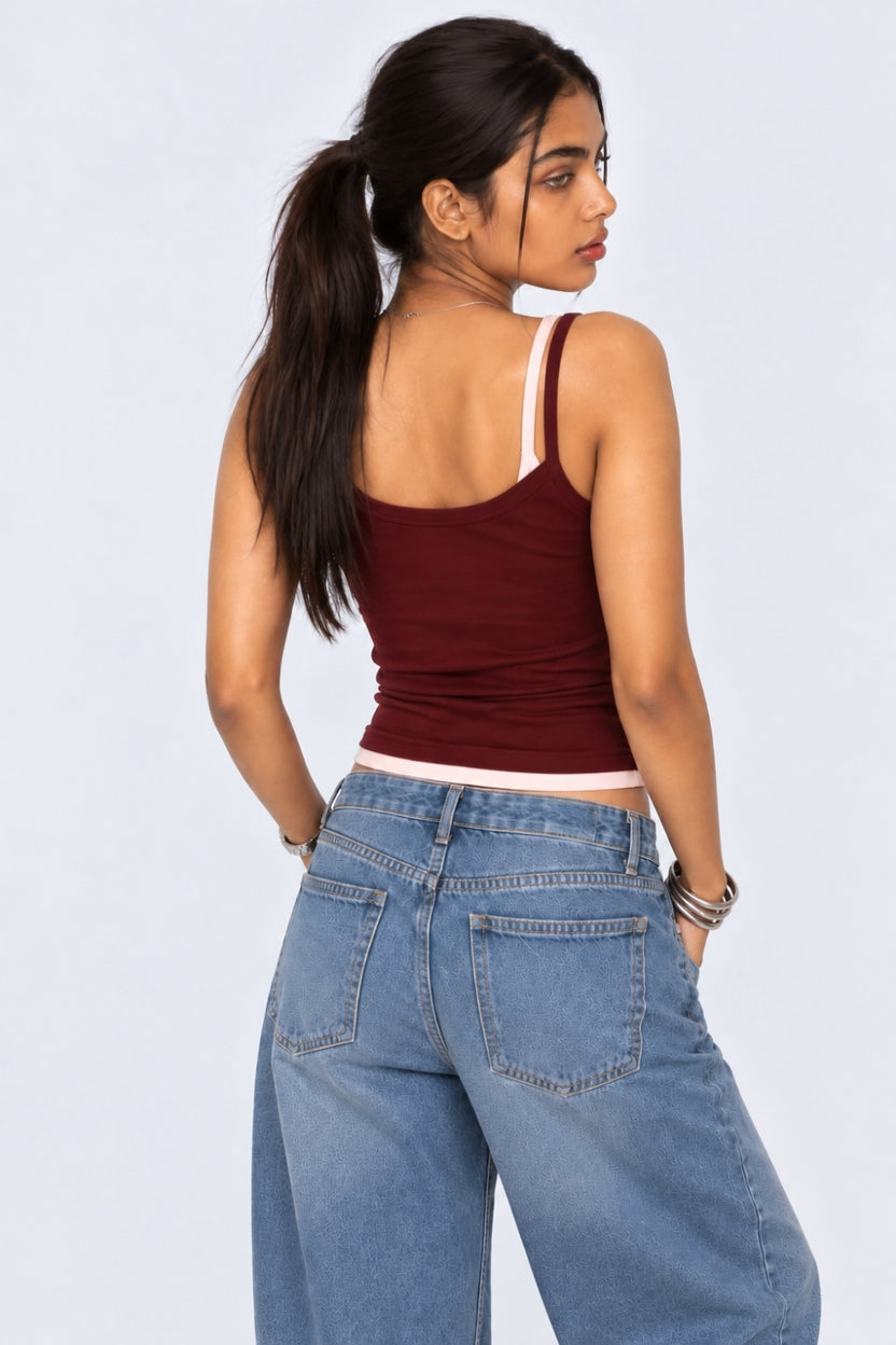 Womens Maroon Cotton Regular Fit T-Shirt - Image 5