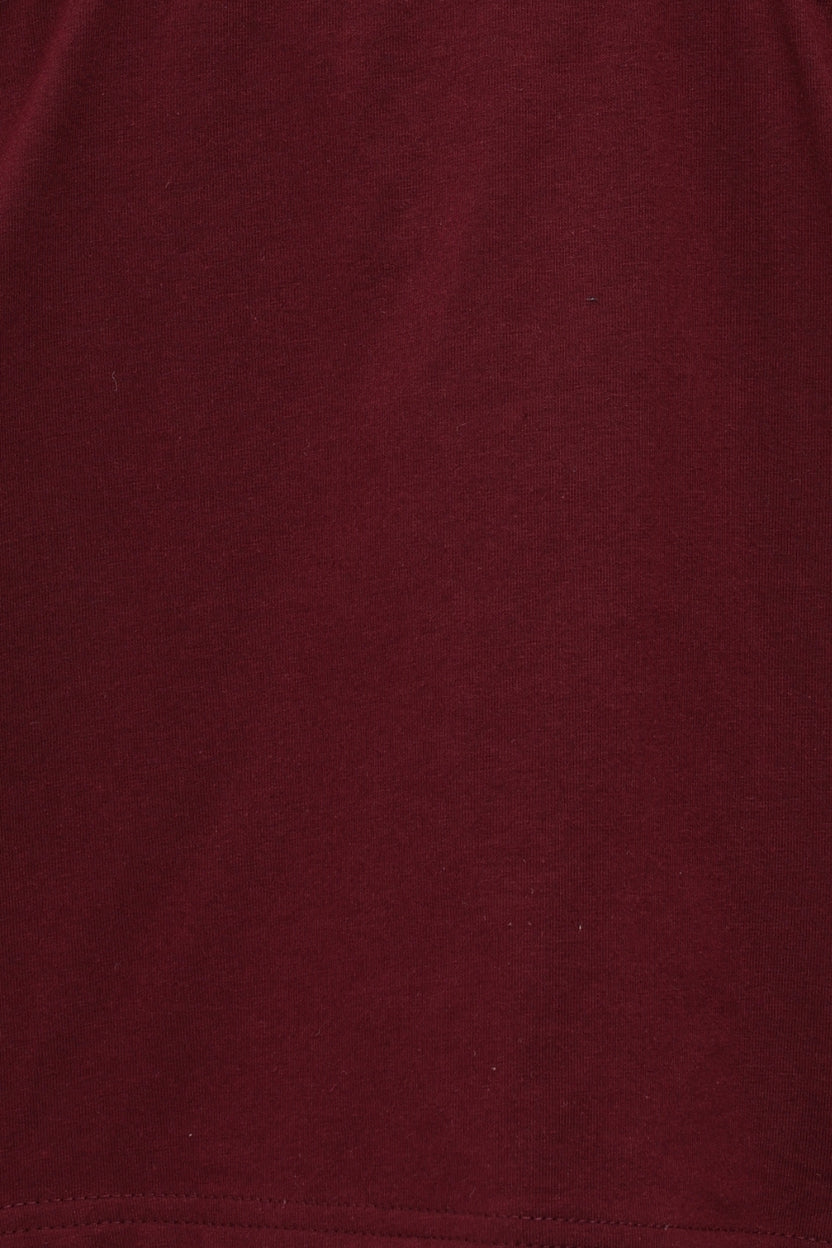 Womens Maroon Cotton Regular Fit T-Shirt - Image 8