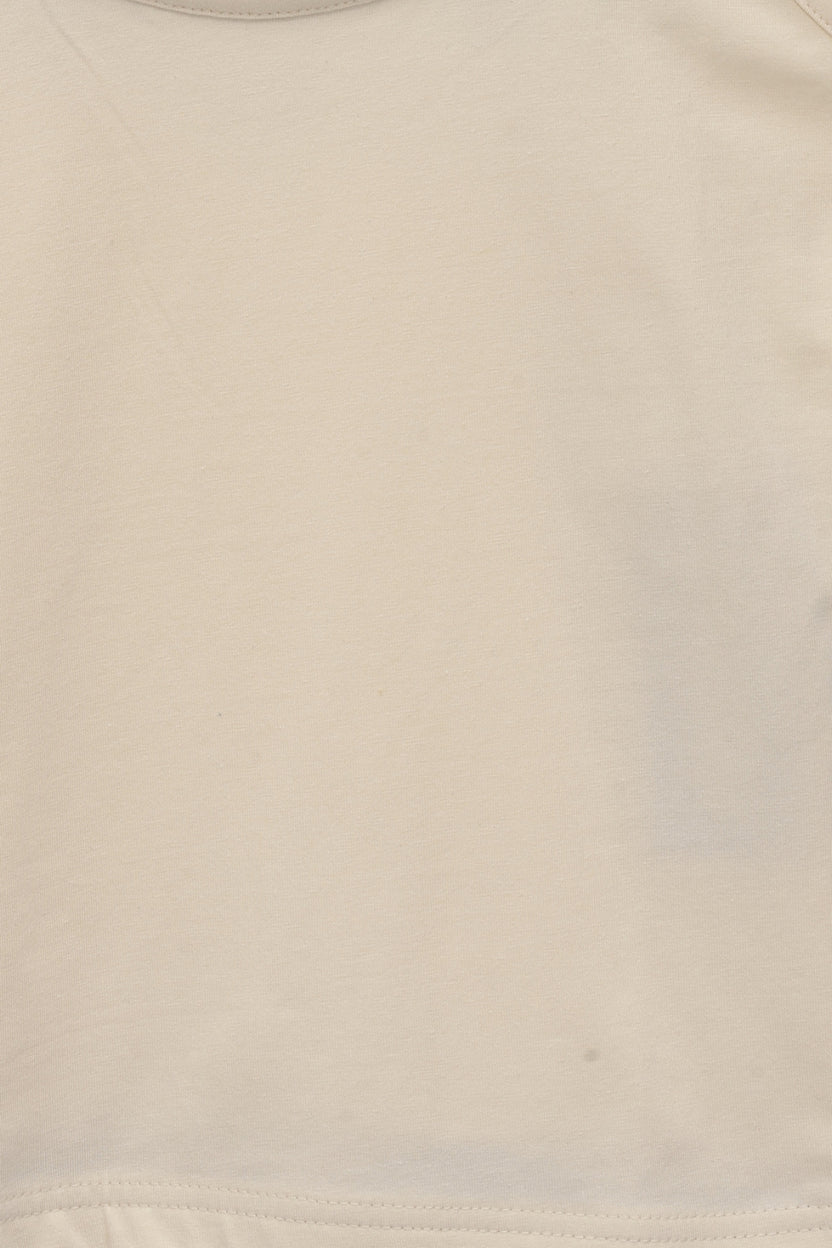Womens Cream Cotton Shoulder Strap T-Shirt - Image 8