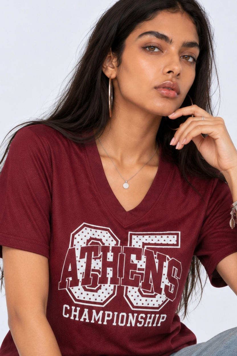 Womens Oversized Fit Maroon Graphic Printed T-Shirt - Image 9