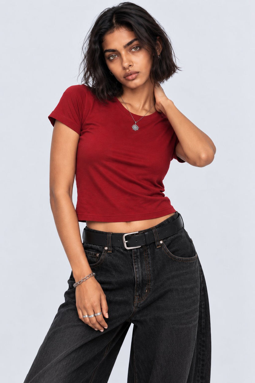 Womens Regular Fit Red Everyday T-Shirt - Image 2