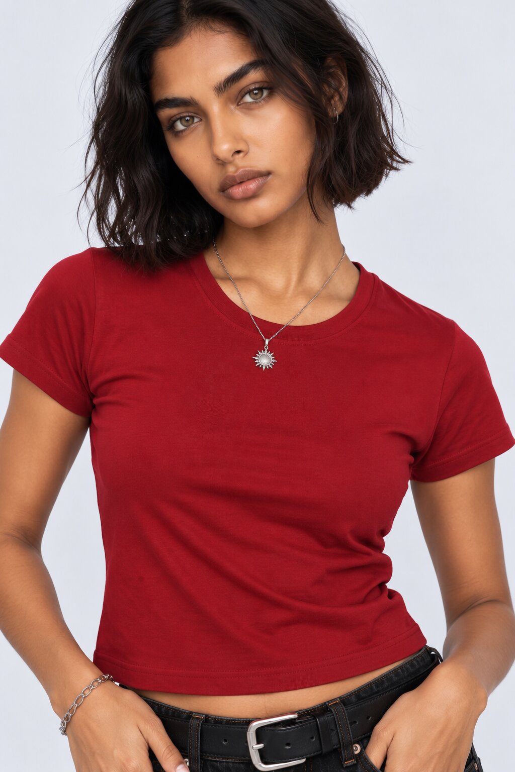 Womens Regular Fit Red Everyday T-Shirt - Image 3