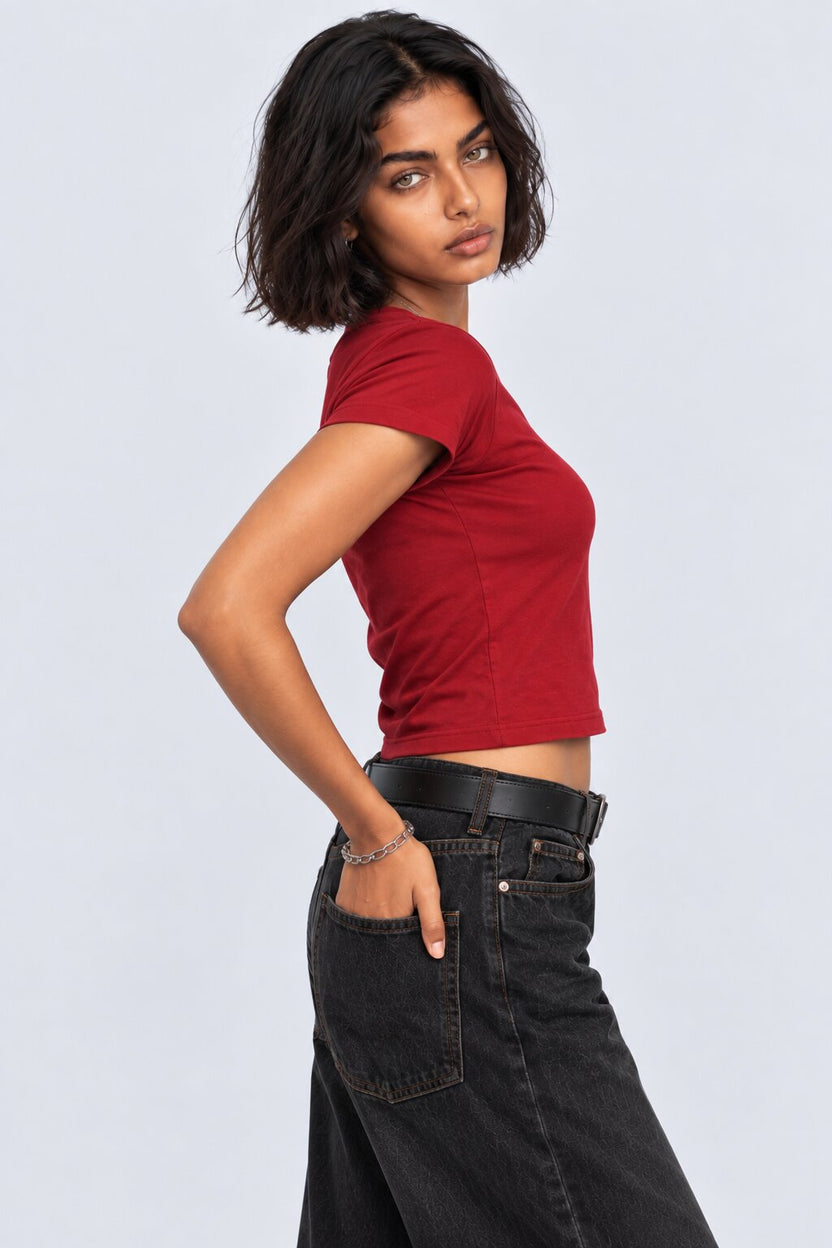 Womens Regular Fit Red Everyday T-Shirt - Image 4