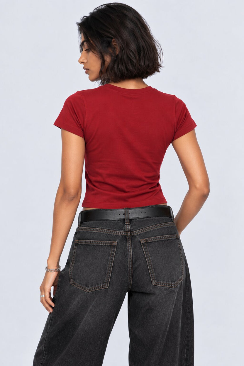 Womens Regular Fit Red Everyday T-Shirt - Image 5