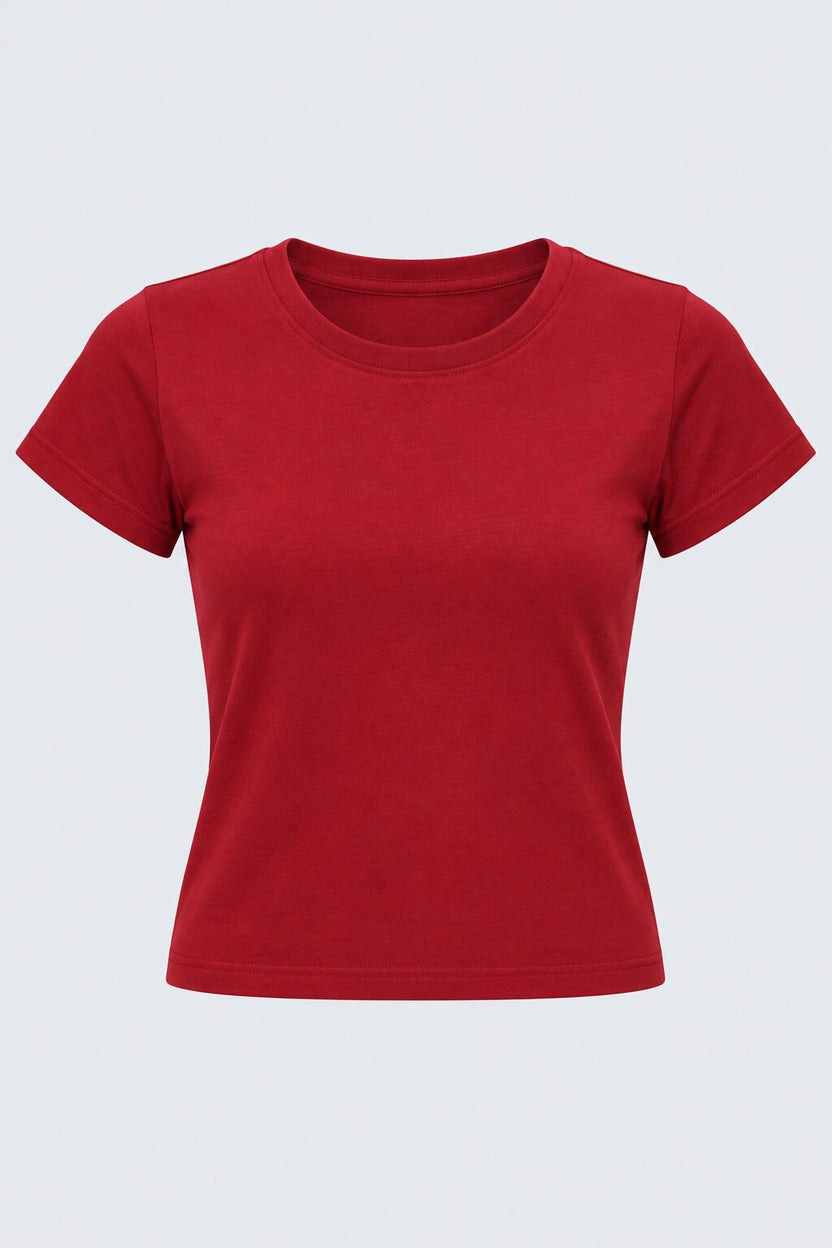 Womens Regular Fit Red Everyday T-Shirt - Image 7