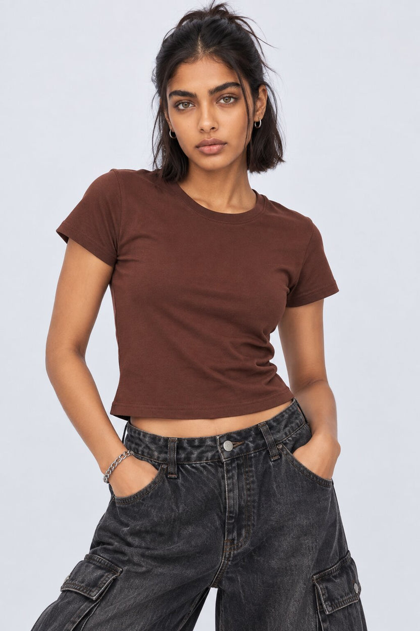 Womens Regular Fit Brown Everyday T-Shirt - Image 2